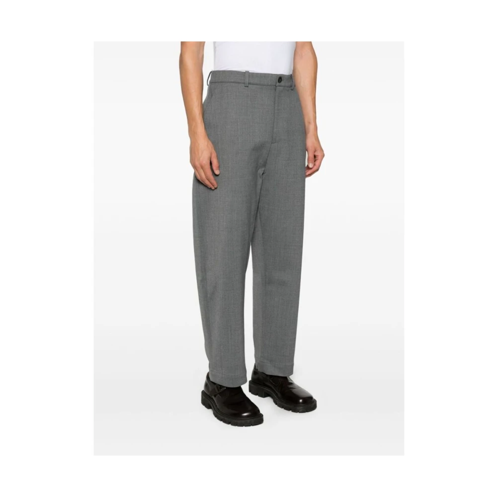 Studio Nicholson Grijze Twill Tapered Leg Broek Gray Heren