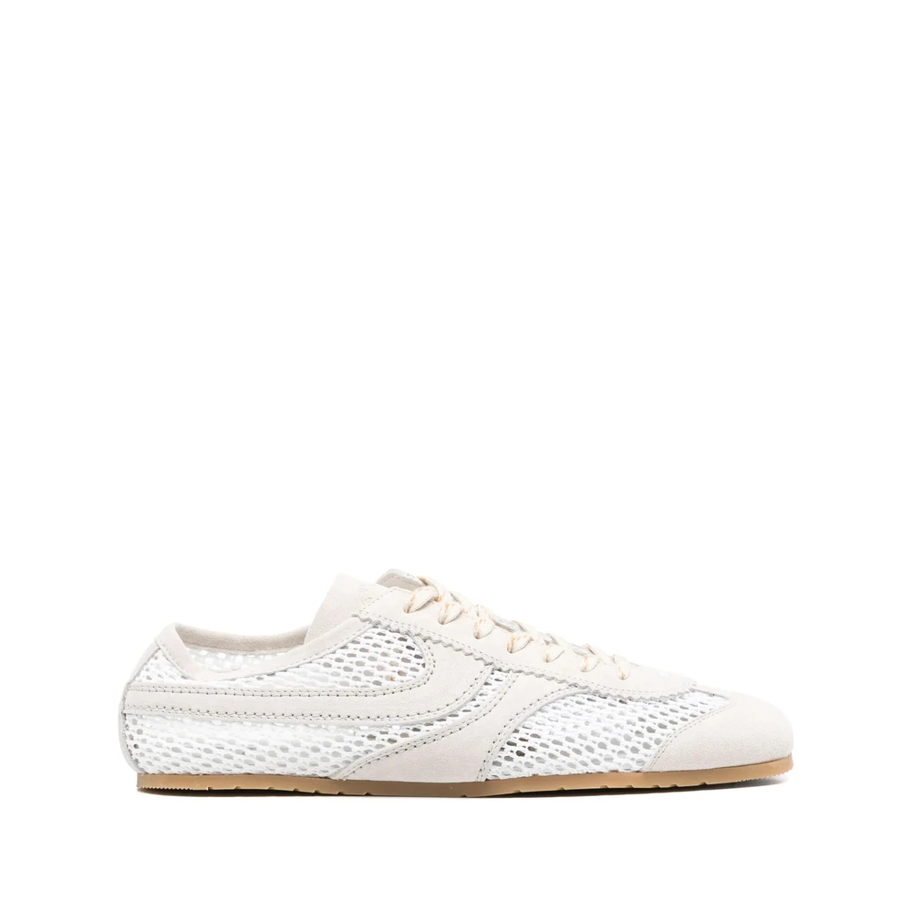 Dries Van Noten Lace-Up Sneaker met Gekerfde Zool Heren Schoenen Wit