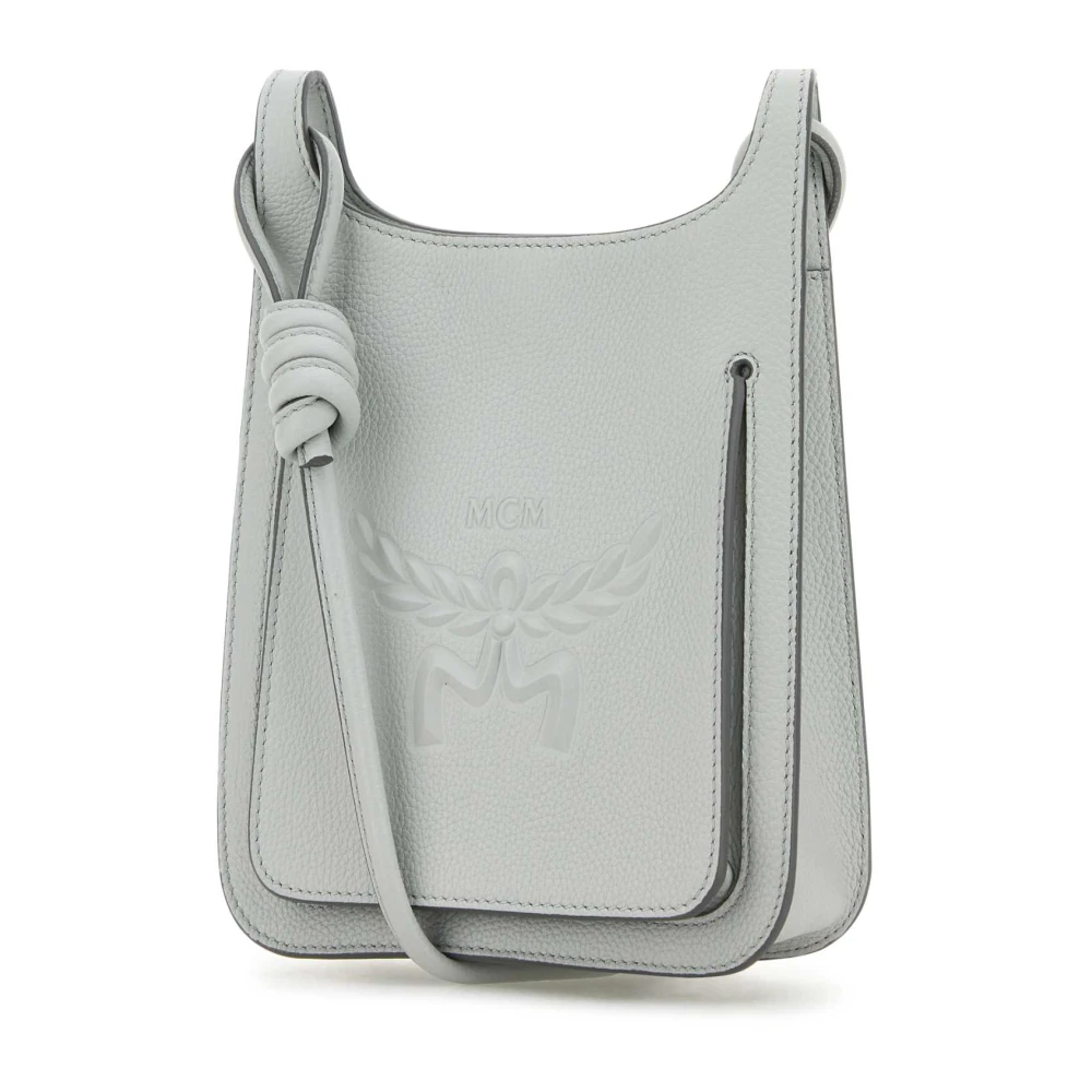MCM Grijze Leren Mini Hobo Crossbody Tas Gray Dames