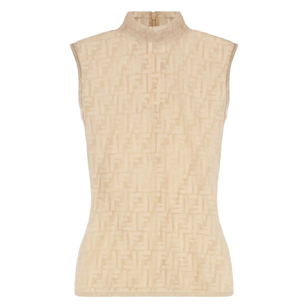 Fendi Mujer Beige Camisetas, Talla: M