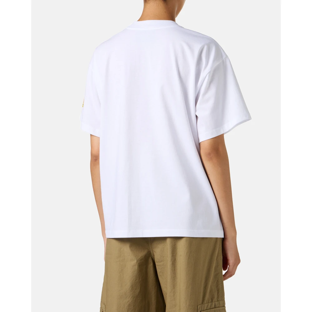 Iceberg Wit regular-fit T-shirt van kleding geverfd katoenen jersey met cupro stofinzetten White Dames