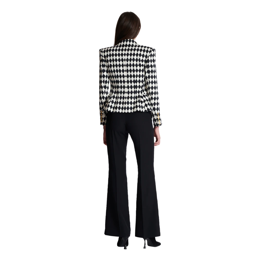 Balmain 6-knoops Diamond crêpe jas Black Dames