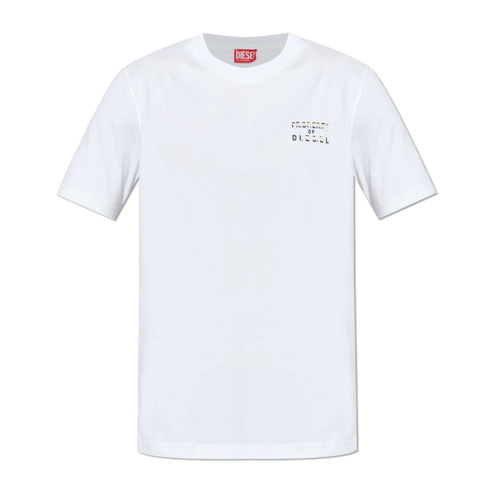 Diesel Herr Vit Toppar Xl, Bomull, T-Adjust-V5 T-Shirt