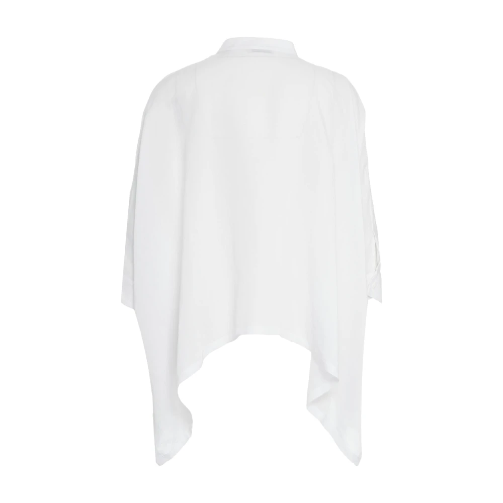 Himon's Witte Asymmetrische Blouse Mandarin Kraag White Dames