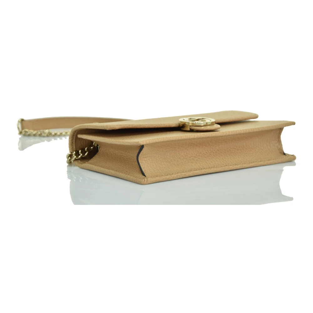Gucci Interlocking Pebbled Leather Crossbody Tas Beige Dames