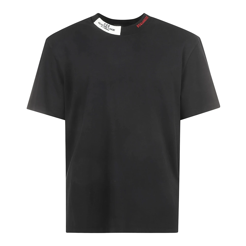 Dsquared2 Zwart T-shirt met logo versieringen Black Heren