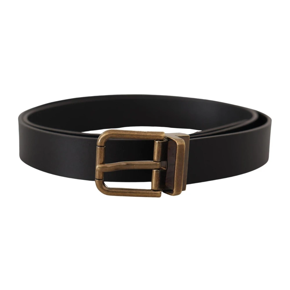 Dolce & Gabbana Men's Black Vintage Metal Buckle Leather Belt