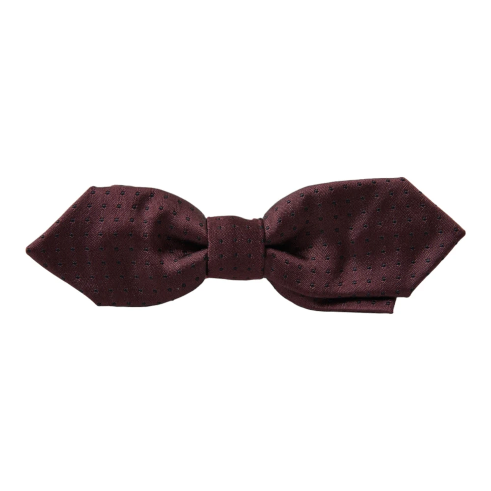 Dolce & Gabbana Red Bordeaux Silk Slim Adjustable Neck Papillon Bow Tie - Image 3