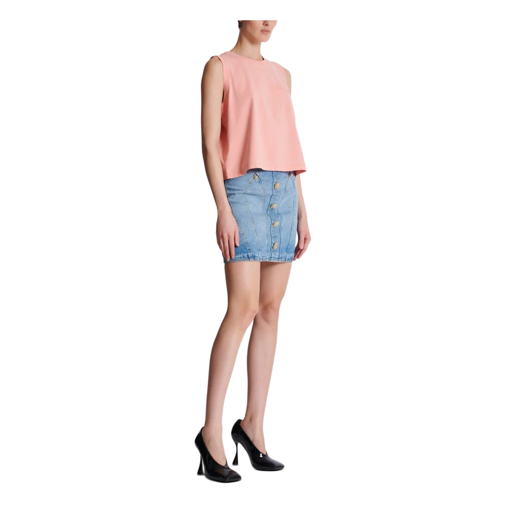 Balmain Tanktop met Vintage Borduursel Pink Dames