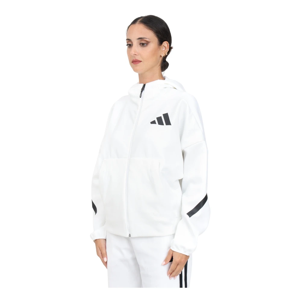 Adidas Witte Zip-Through Hoodie voor Vrouwen White Dames