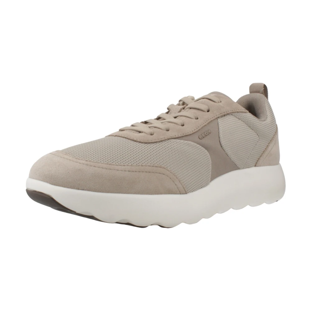 Geox Mannelijk Beige Schoenen Heren, 43 Eu, Leer, Xtors Lage Sneakers