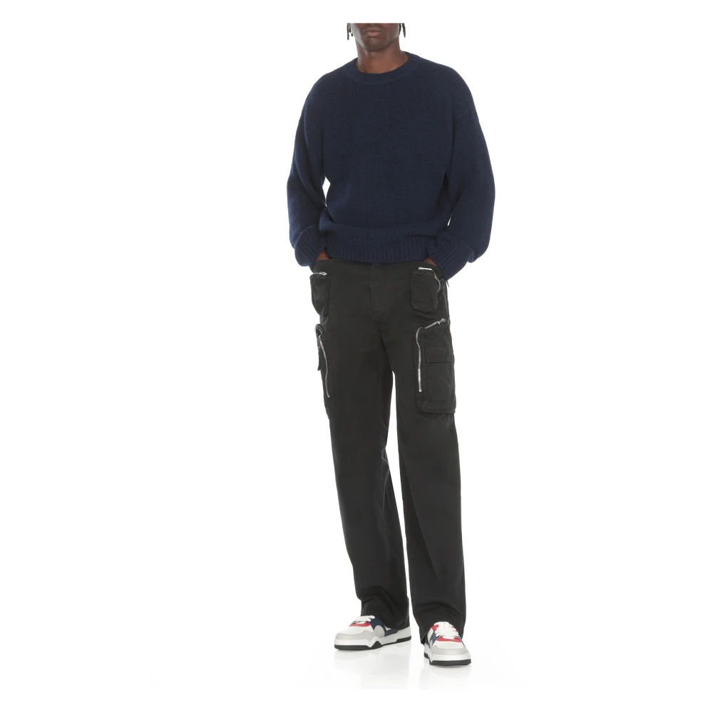 Dsquared2 Blauwe Alpaca Sweater Ronde Hals Lange Mouwen Blue Heren