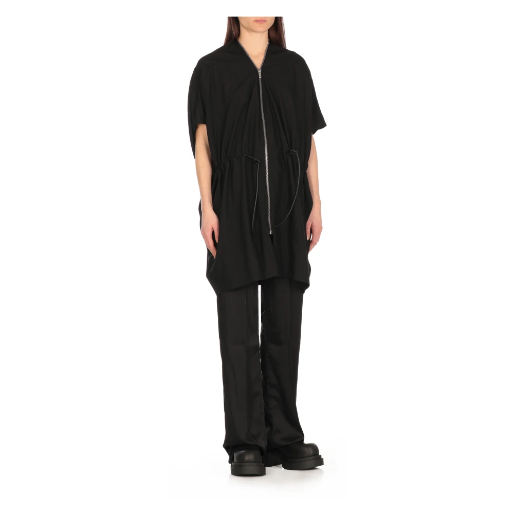 Rick Owens Zwarte wollen jas met ritssluiting Black Dames