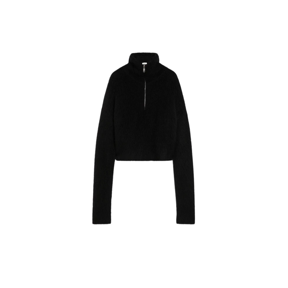 SPORTMAX Alpaca Wol Boxy Gebreide Trui Black Dames