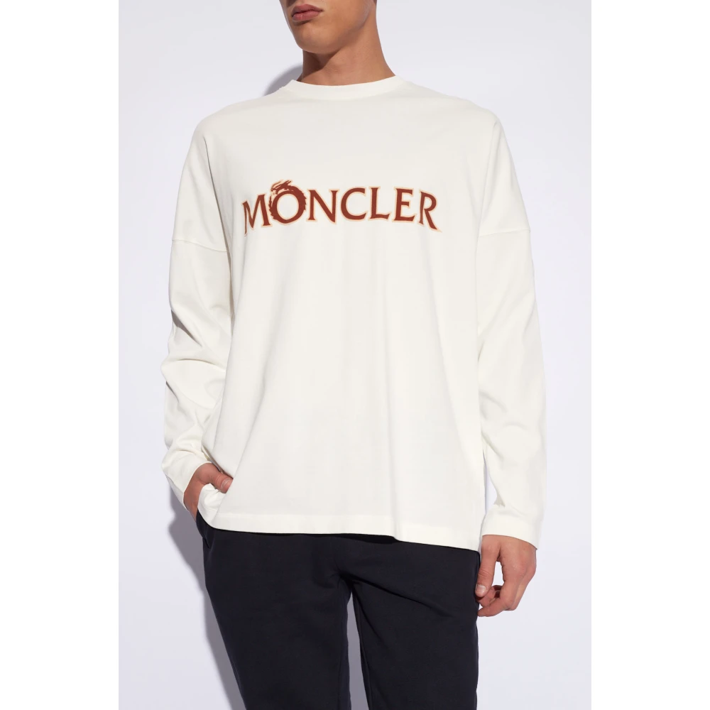 Moncler T-shirt met logo Beige Heren