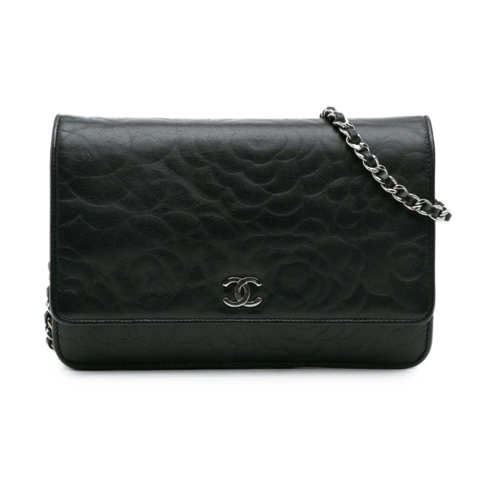 Chanel Vintage Women's Black Pre-Owned Chain Flap Wallet