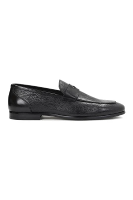 Herr svart kornläder slip-on loafers