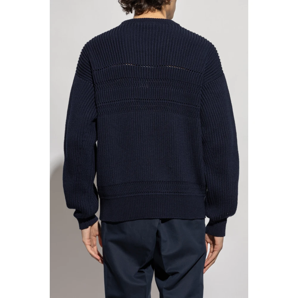 Bally Katoenen Trui met Logopatch Blue Heren