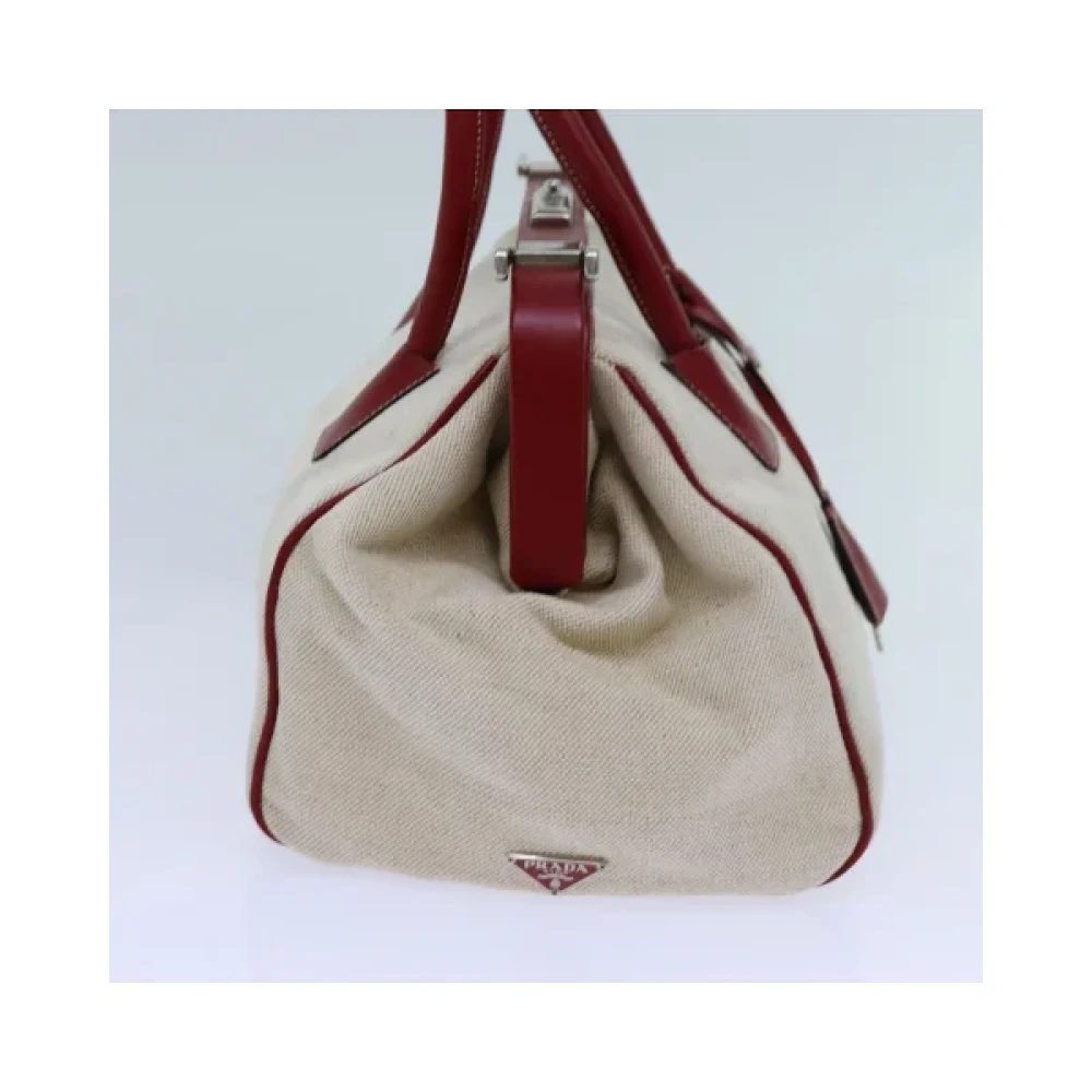 Prada Vintage Pre-owned Cotton prada-bags Beige Dames