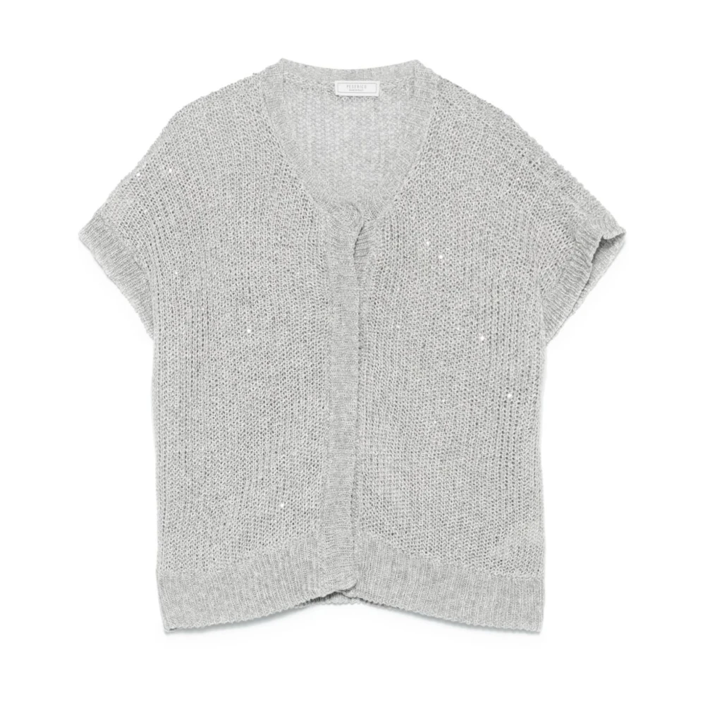 PESERICO Lichtgrijze Pailletten Vest Jas Gray Dames