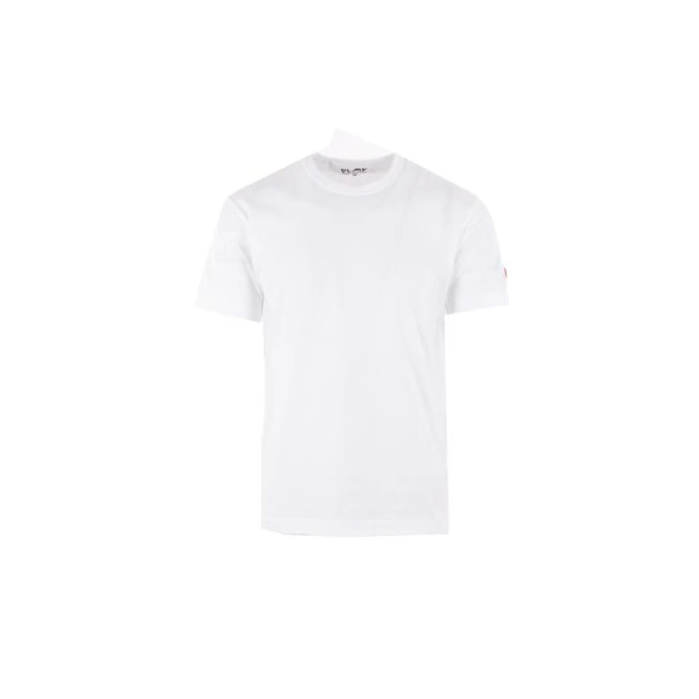 Comme des Garçons Play Vit T-shirt med Pixel Logo Patch White, Herr