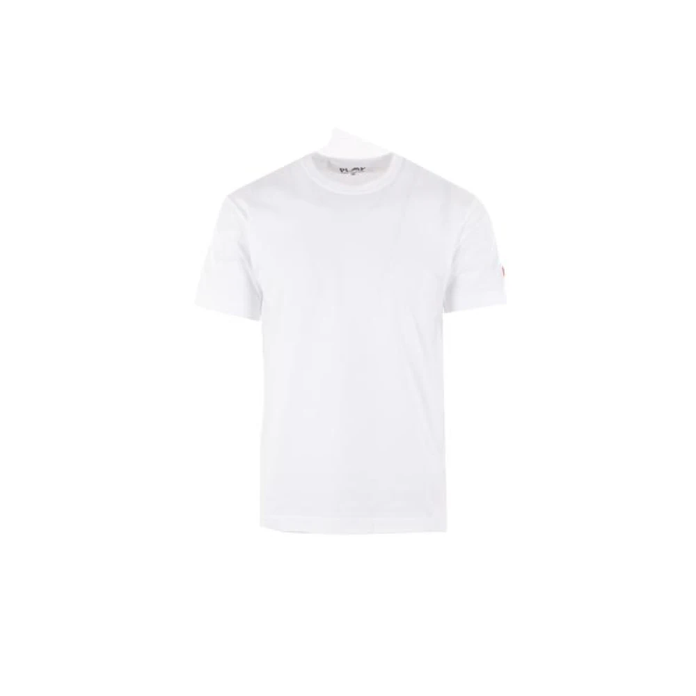 Comme des Garçons Play Witte T-shirt met Pixel Logo Patch White Heren