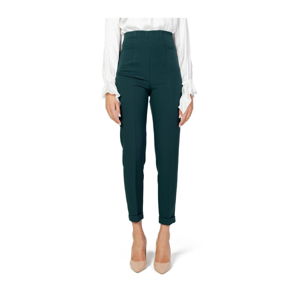 Sandro Ferrone Elastane Sigarettenbroek Herfst Winter Collectie Green Dames