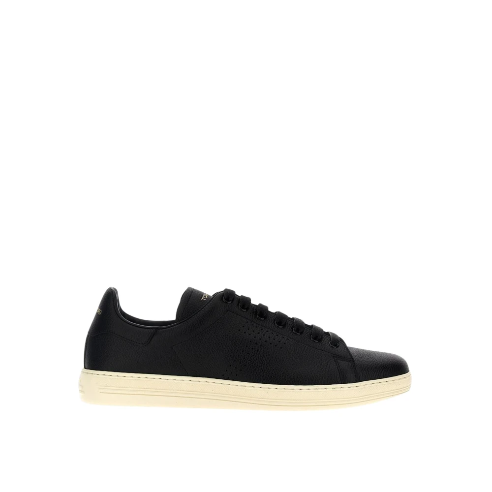 Tom Ford Men's Black Leather Sneakers Casual