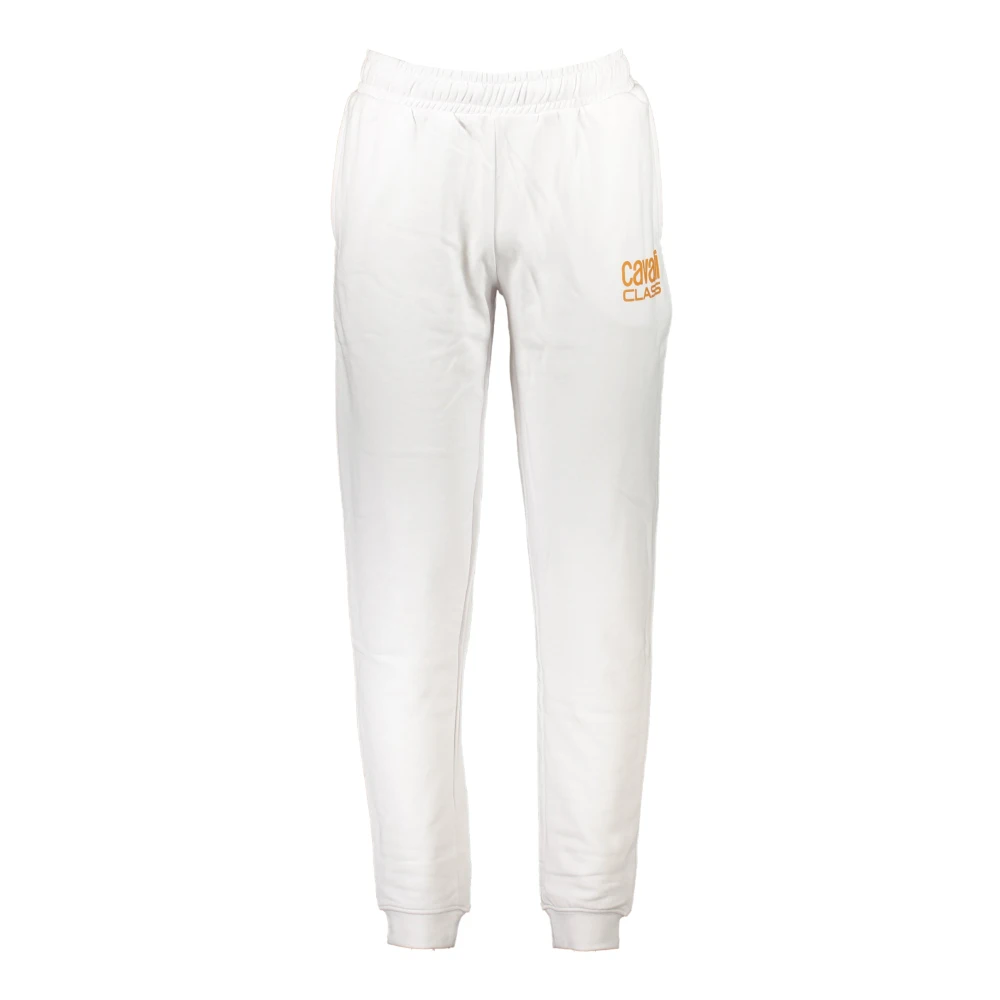 Cavalli Class Men's White Sporty Trousers With Elastic Waist - Sweatpants - 3XL - Trousers