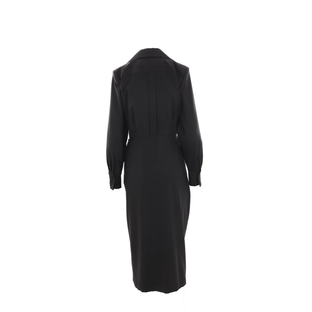 Crida Milano Zwarte Wikkel Midi Jurk Black Dames