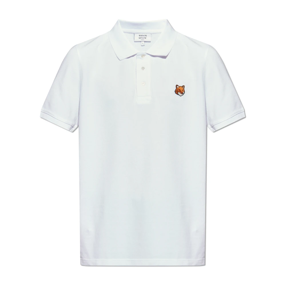 Maison Kitsuné Men's White Polo Shirts, 2XL, Fox Head Regular Polo