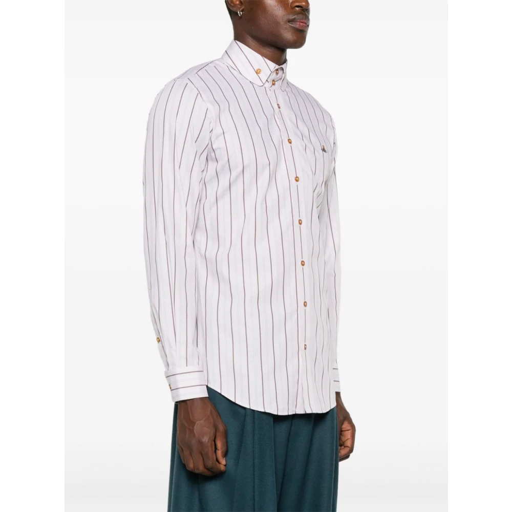 Vivienne Westwood Gestreept Katoenen Overhemd met Orb Logo Multicolor Heren