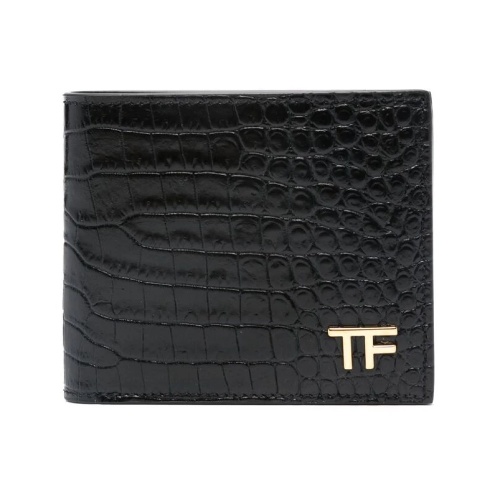 Tom Ford Zwarte krokodillenprint portemonnee Black Heren