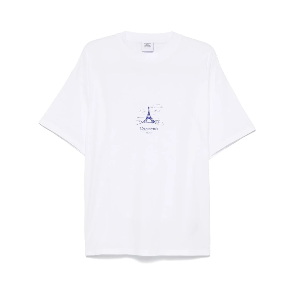 Vetements Wit Logo Print Crew Neck T-shirt White Heren
