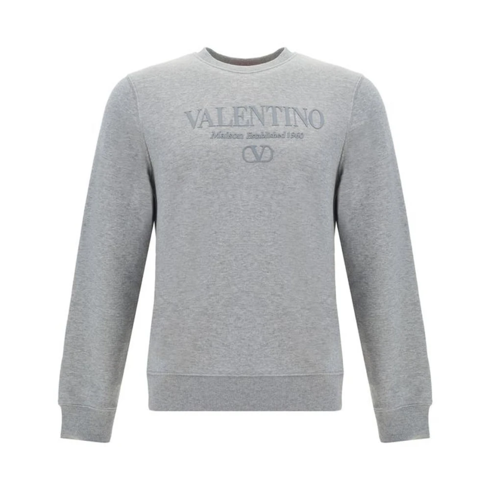 Valentino Monogram Katoenen Sweatshirt met Geribbelde Details Gray Heren