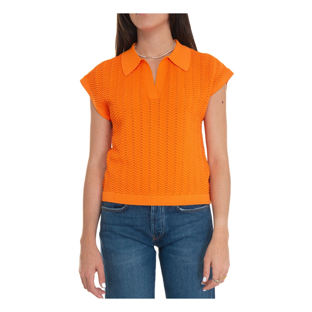 Suncoo Mouwloos poloshirt met V-hals Orange Dames