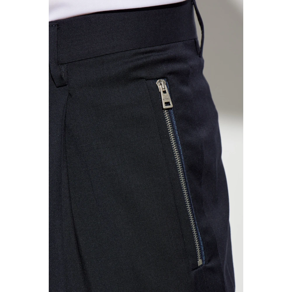 ETRO Wollen broek met vouwen Blue Heren