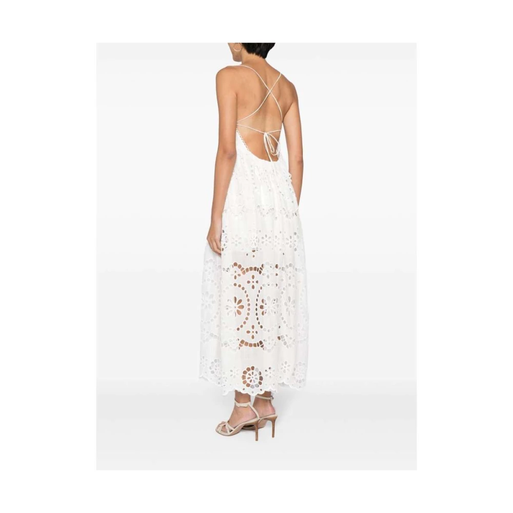 Zimmermann Witte Katoenen Geborduurde V-hals Jurk White Dames