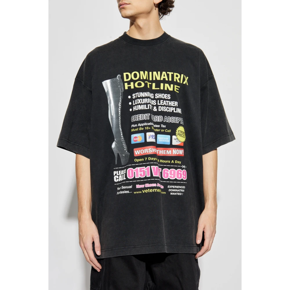 Vetements Bedrukt T-shirt Black Heren