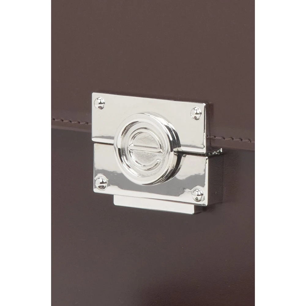 Estro Dames Zadelbruine Handtas met Zilveren Hardware Brown Dames