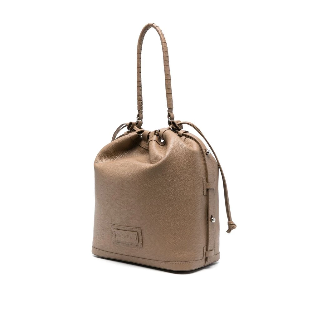 Casadei Taupe Bucket Tas met Koordsluiting Brown Dames