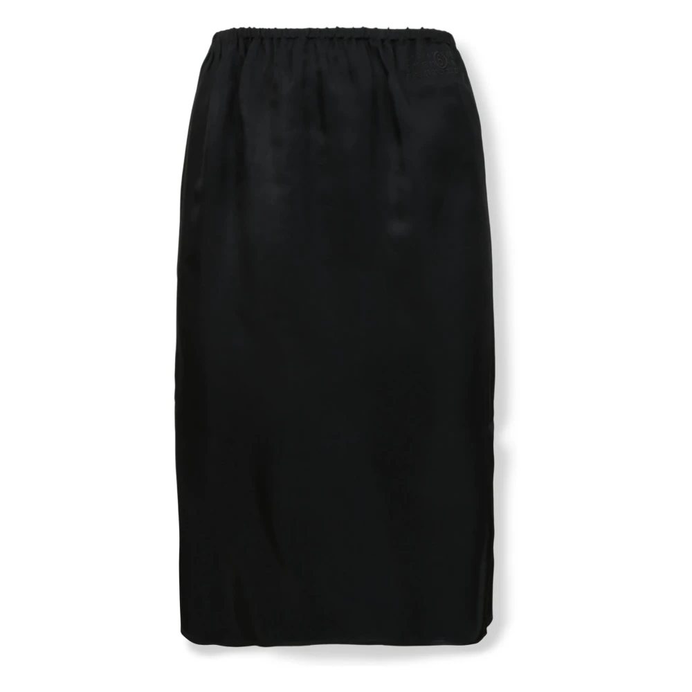 Mm6 Maison Margiela Women's Black Midi Skirts, Xs, Midi Skirt