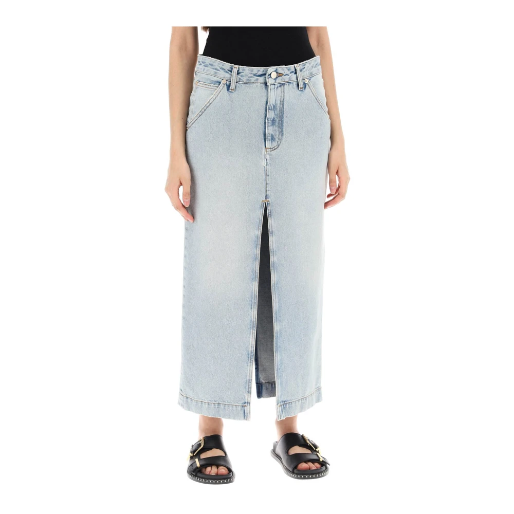 Darkpark Versleten Denim Midi Rok Blue Dames