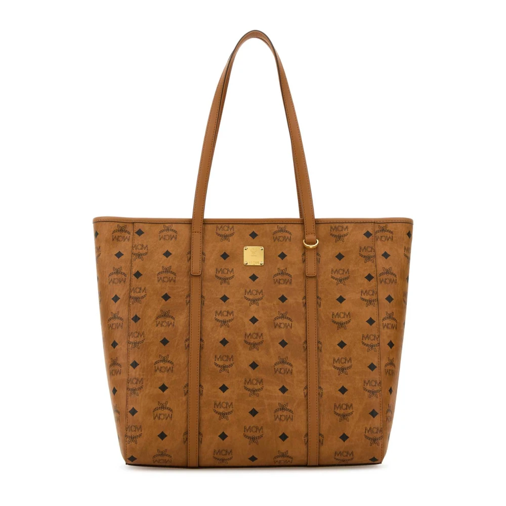 Mcm Brown Shopping Bags, Female, One Size, Toni Canvas Shopping Bag