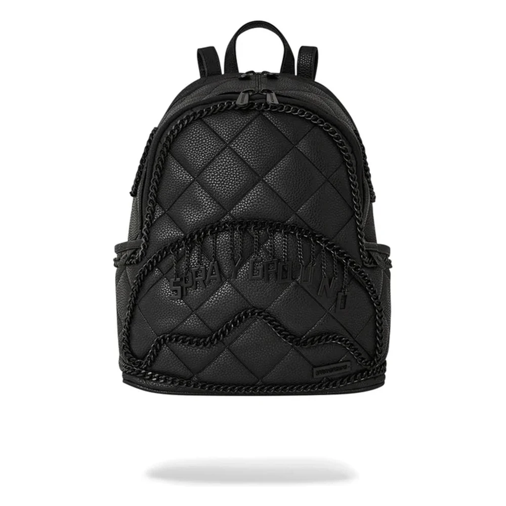 Sprayground Zwarte Gewatteerde Rugzak met Stikdetail Black Heren