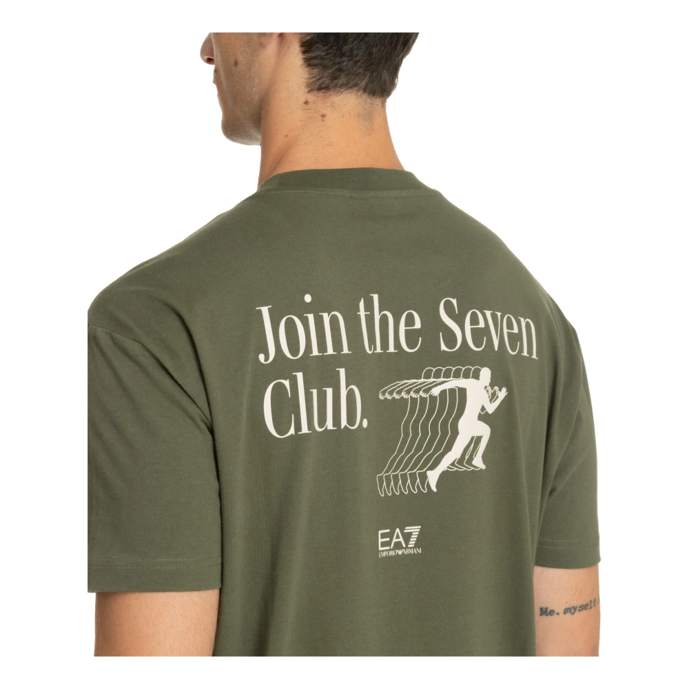 Emporio Armani EA7 Gestreept Logo T-shirt Green Heren
