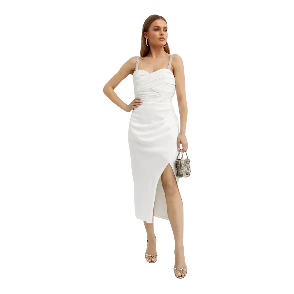 Self Portrait Women's White Crystal Embellished Pencil Dress