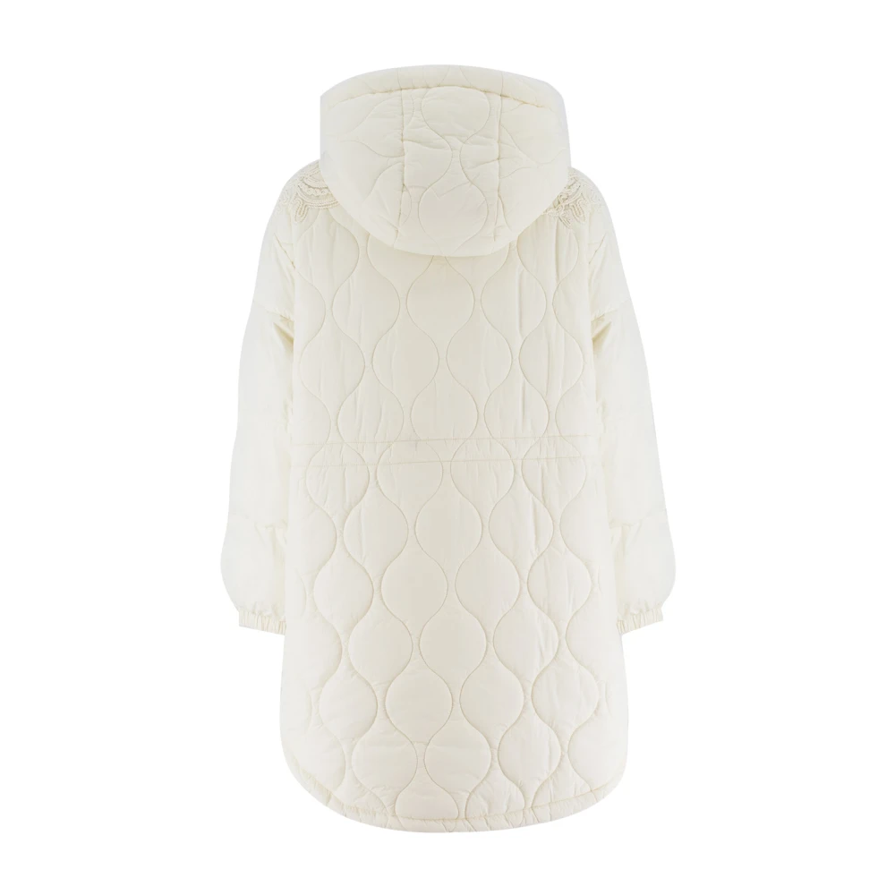 Ermanno Scervino Bloemenapplicatie Bi-Materiaal Parka White Dames
