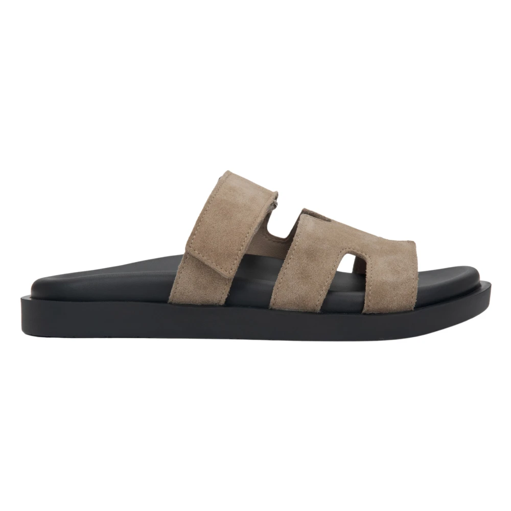 Estro Beige Sliders, Female, 3 Uk, Velour Slide Sandals