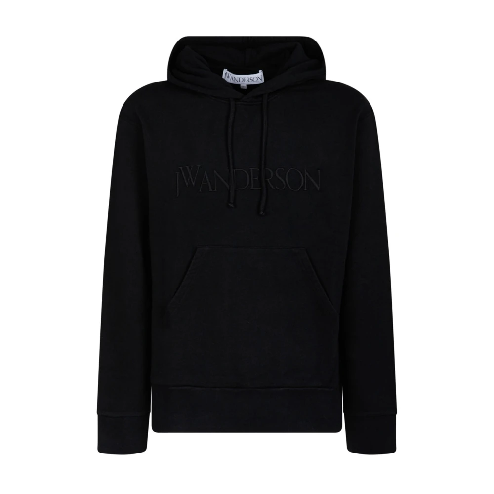 JW Anderson Zwarte Logo Geborduurde Hoodie Black Heren